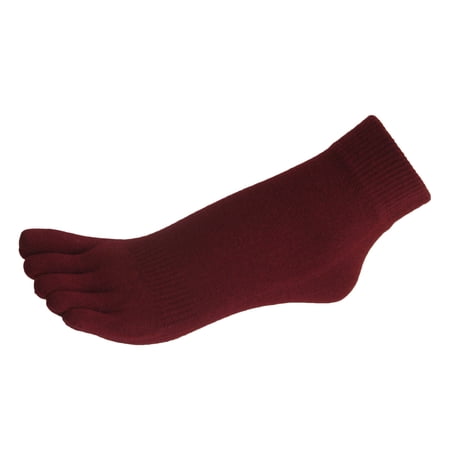 Couver 5 Finger Toes Ankle Toe Socks 1 Pair Burgundy Small