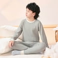 thumbnail image 6 of Riecok Thermal Underwear Set for Kids Long Sleeve Solid Color Pullover Tops and Long Pants Fall Warm Sleepwear Sets, 6 of 6