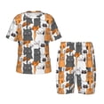 thumbnail image 1 of Fotbe Funny Cats Pijama Estampada de 2 Piezas para Niños – Ropa de Dormir de Manga Corta Cómoda para Niños y Niñas, Camiseta y Shorts de Algodón-Large, 1 of 6