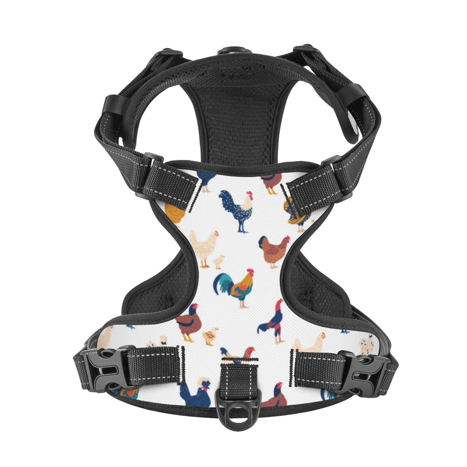 Kdxio Various Rooster Print No Pull Dog Harness Adjustable Reflective Oxford Easy Control Medium Large Dog Harness for Training and Everyday-Small