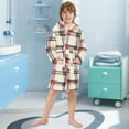 thumbnail image 5 of FORMRS Niños Bathrobe Unisex Hooded Robe Soft Plush Pajamas Sleepwear, Size 2-3T, Red Tartan, 5 of 7