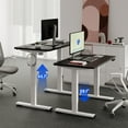 thumbnail image 3 of FitStand 40"x24" Height Adjustable Electric Standing Desk with 1" Thick Desktop, 4 Memory Presets & Dual Hooks, Ergonomic 2-Stage Home Office Computer Desk, White & Mahogany, 3 of 11