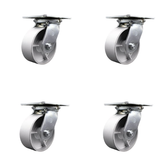 5 Inch Semi Steel Caster Set with Roller Bearings and Swivel Locks SCC