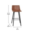 thumbnail image 5 of Merrick Lane Set of 2 Modern Cognac Faux Leather Upholstered Bar Stools with Contoured, Low Back Bucket Seats and Iron Frames, 5 of 12