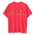 thumbnail image 4 of Fgnfyis T-Shirts à Manches Courtes pour Femmes Mode pour Femmes pour Hauts Décontractés T-Shirt à Manches Courtes à Col Rond Tee T-Shirt avec Imprimé de Lettres de Mariée Haut Ample T-Shirts pour Femmes Rose Vif_002 L, 4 of 5