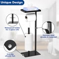 thumbnail image 2 of NIFFGAFF Toilet Paper Holder Stand with Top Storage Shelf, Black Toilet Paper Roll Holder Free Standing, Floor Standing Toilet Roll Dispenser Storages 4 Reserve Rolls, 2 of 7