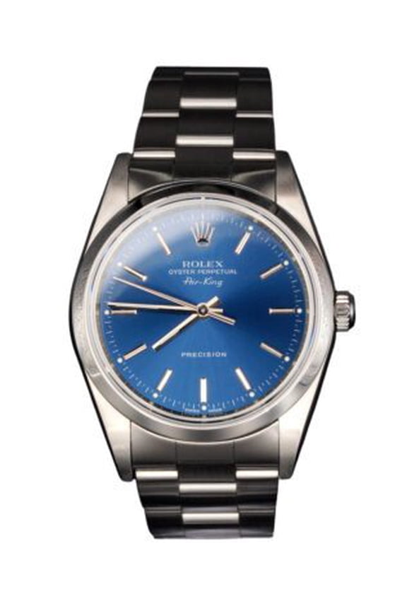 Pre-Owned Mens Rolex Stainless Steel Air-King Watch Blue Dial 14000M