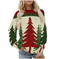 thumbnail image 2 of PiGOGI Women's Casual Crew Neck Christmas Sweatshirt Festive Holiday Fleece Top with Long Sleeves for Winter Comfort Wear Beige XL, 2 of 5