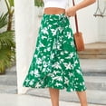 thumbnail image 5 of Summer Boho Skirts Women High Waist Floral Print Pleated Maxi Skirt Casual Flowy Swing A Line Irregular Beach Skirts, 5 of 7