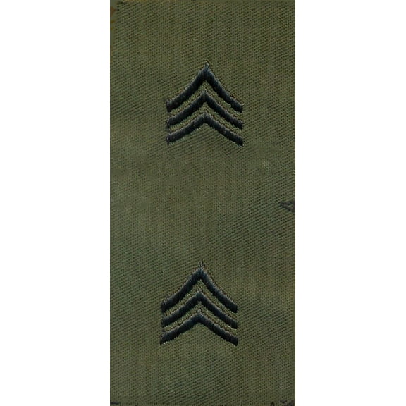 US Army Sergeant E-5 Rank OD Green Sew-On Patches - Pair