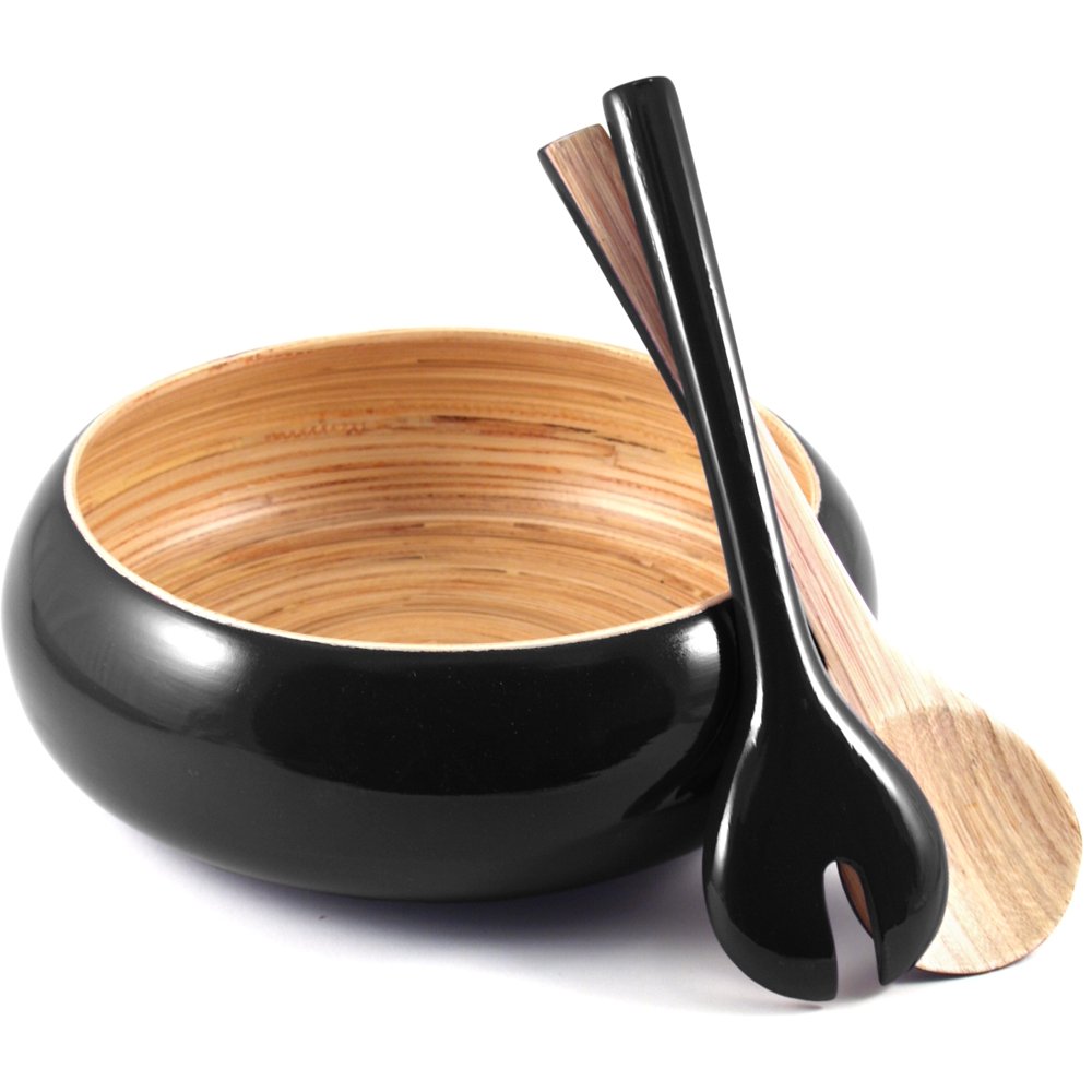 Core Bamboo 3Piece Onyx Shallow Bowl and Servers Set