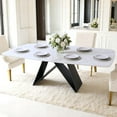 thumbnail image 1 of ESSENCIA 79 inch Dining Table, Sintered Stone, Contemporary Elegant Design, Strong Metal Table Base, Heavy Duty Material, Sits 6-10 People, Contessa, 1 of 9