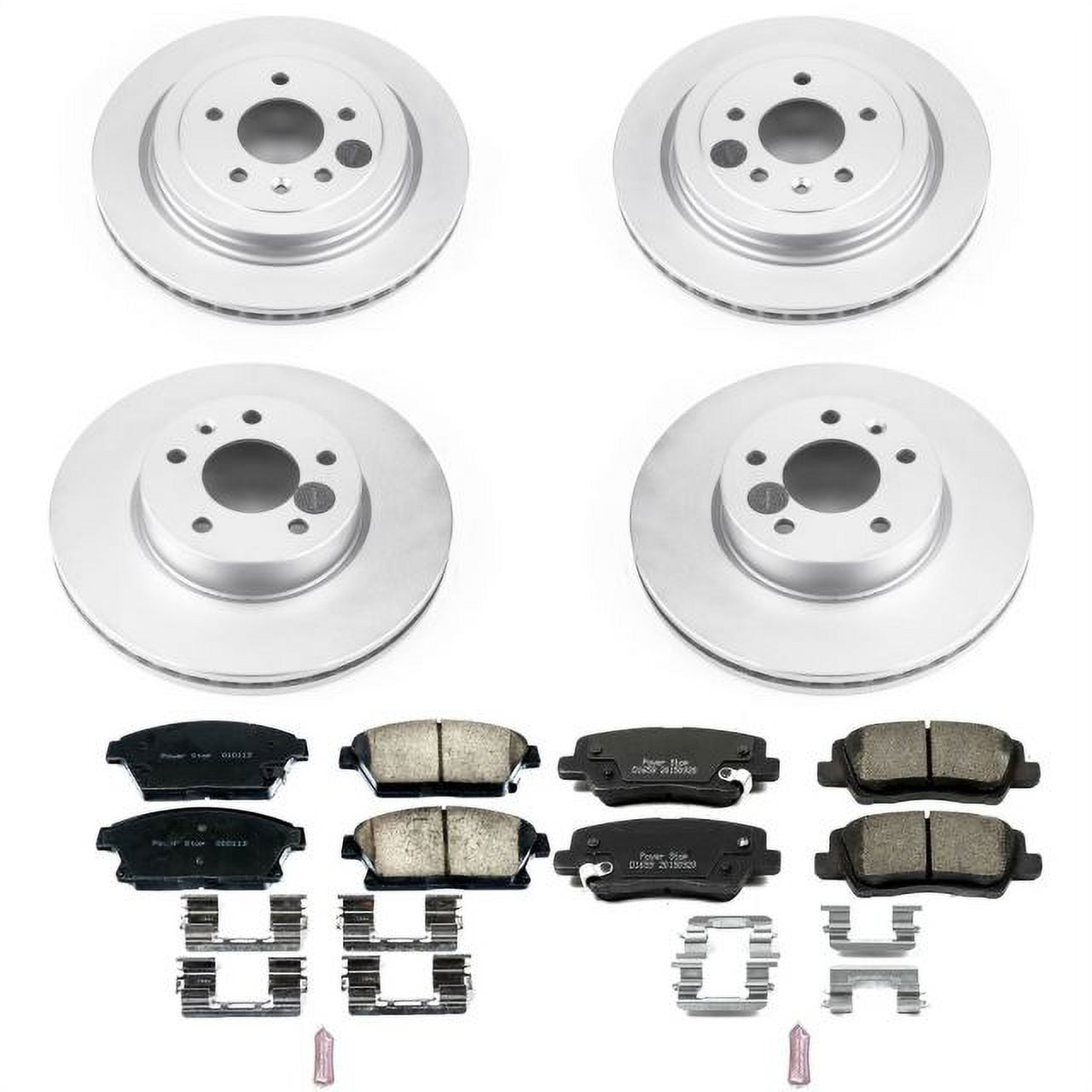 PowerStop Front and Rear Geomet Coated Brake Rotor and Pad Kit Fits: CADILLAC Select Models CRK6387
