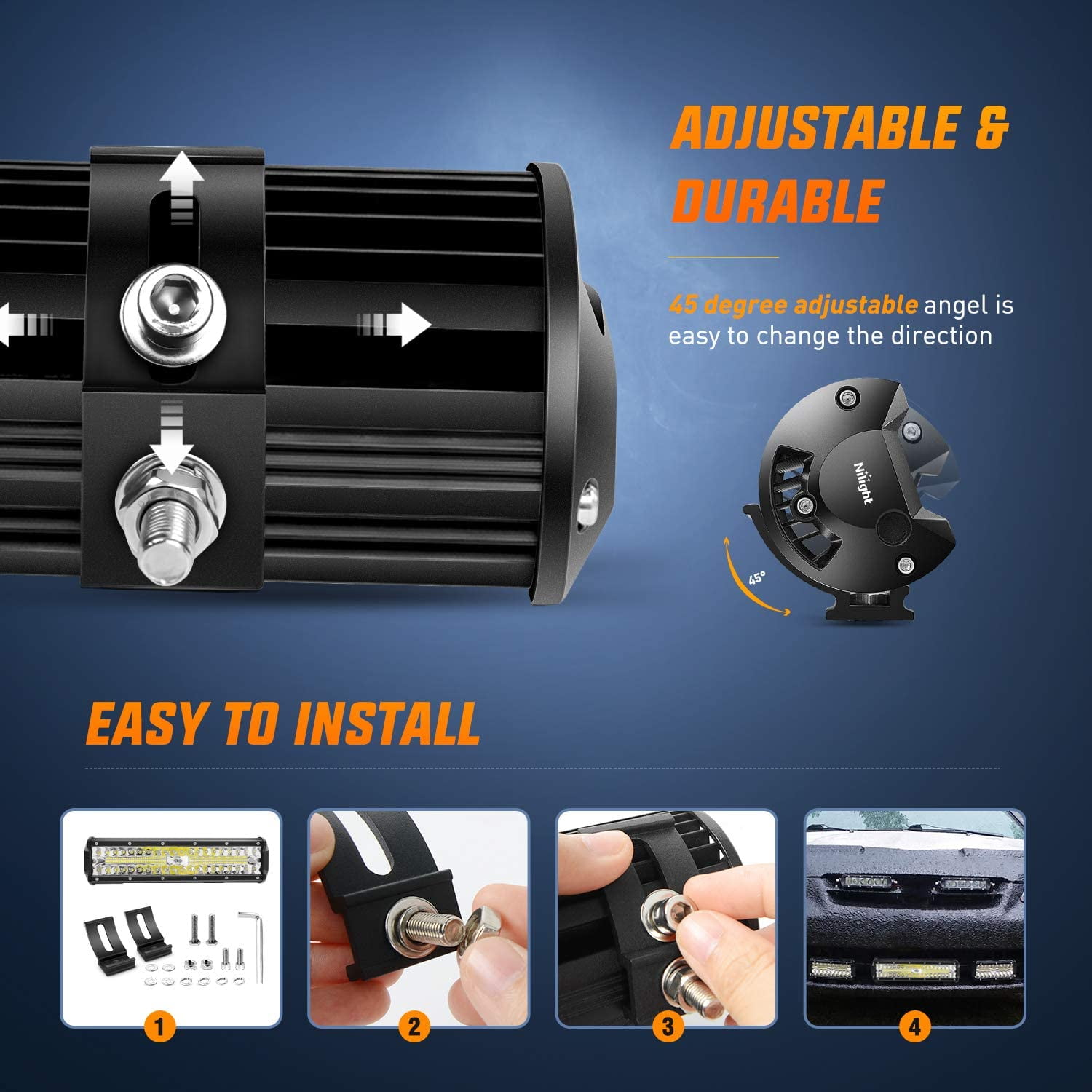 Nilight 12 Inch 300W LED Light Bar Flood Spot Combo Waterproof for Boat Lighting