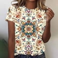 thumbnail image 2 of PVCS Womens Tops Clearance Under $5 Women's Round Neck Short Sleeved Retro Pattern Printing Tshirt Top Short Sleeved Round Neck Top/shirt, 2 of 7
