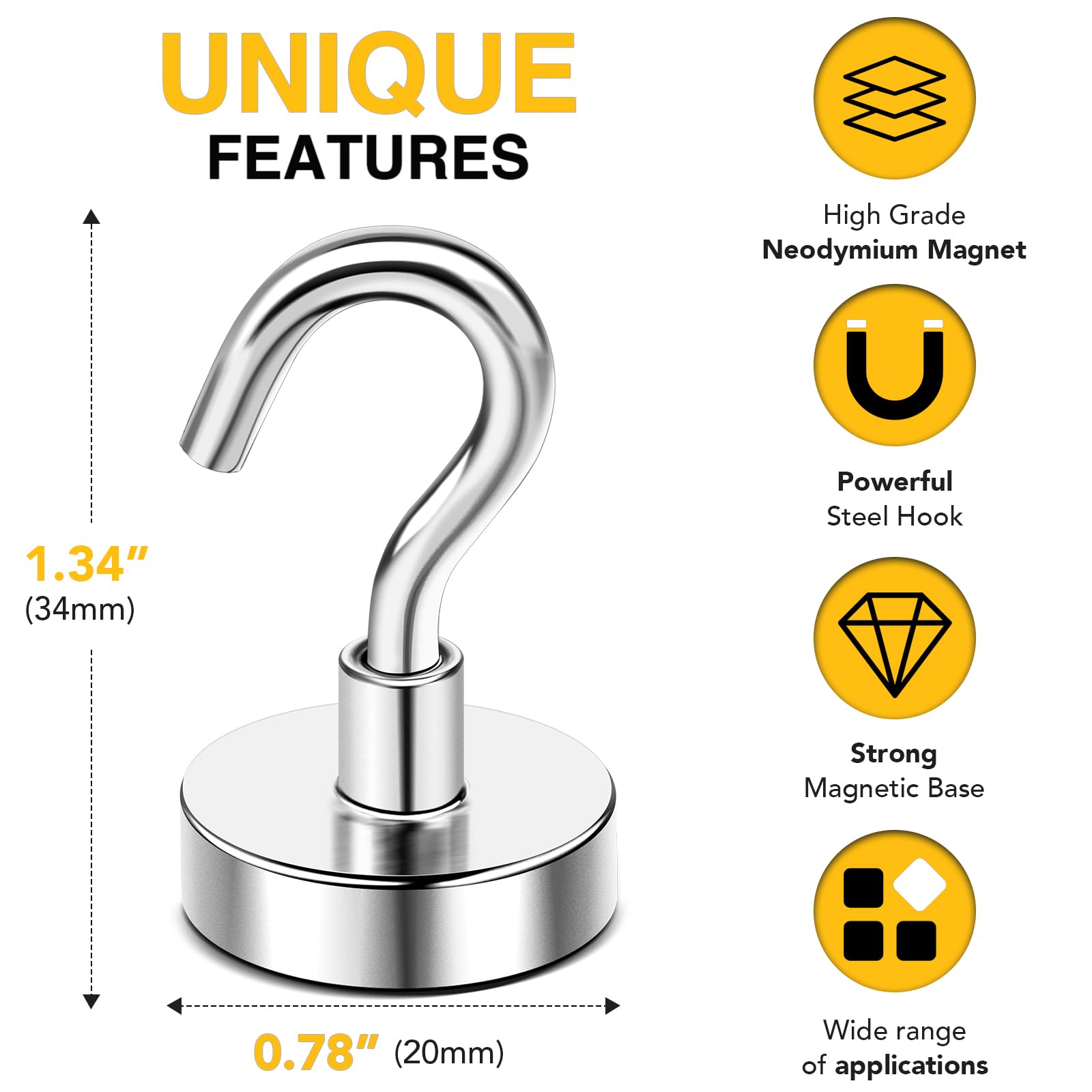 Naishier 10-Pack 50lb Magnetic Hooks photo 2