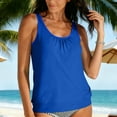 thumbnail image 6 of Womens Swimwear Tank Top with Built in Bra Printed Sleeveless Modest Bathing Suit Top for Summer Vacation Beach (L, Blue), 6 of 8