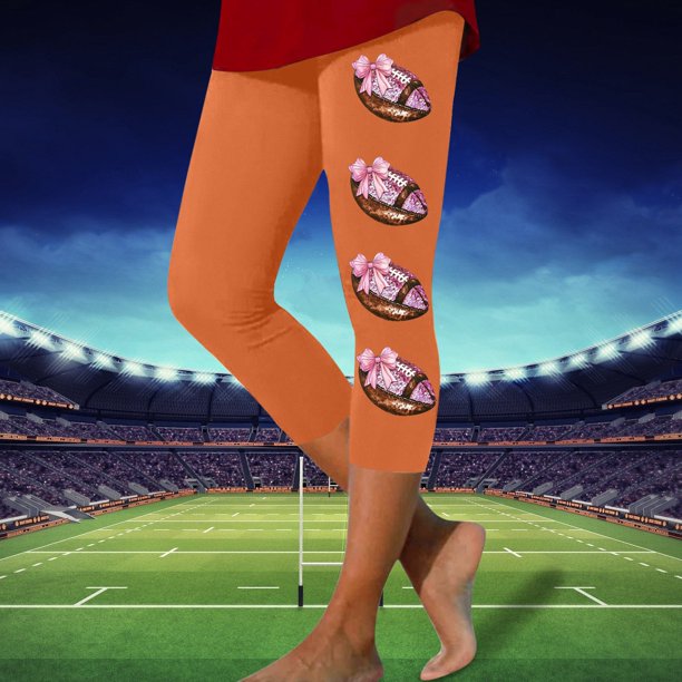 MKLEKYY Leggings deportivos con estampado de rugby para mujer, de moda informal, pantalones de yoga, leggings capri 1869