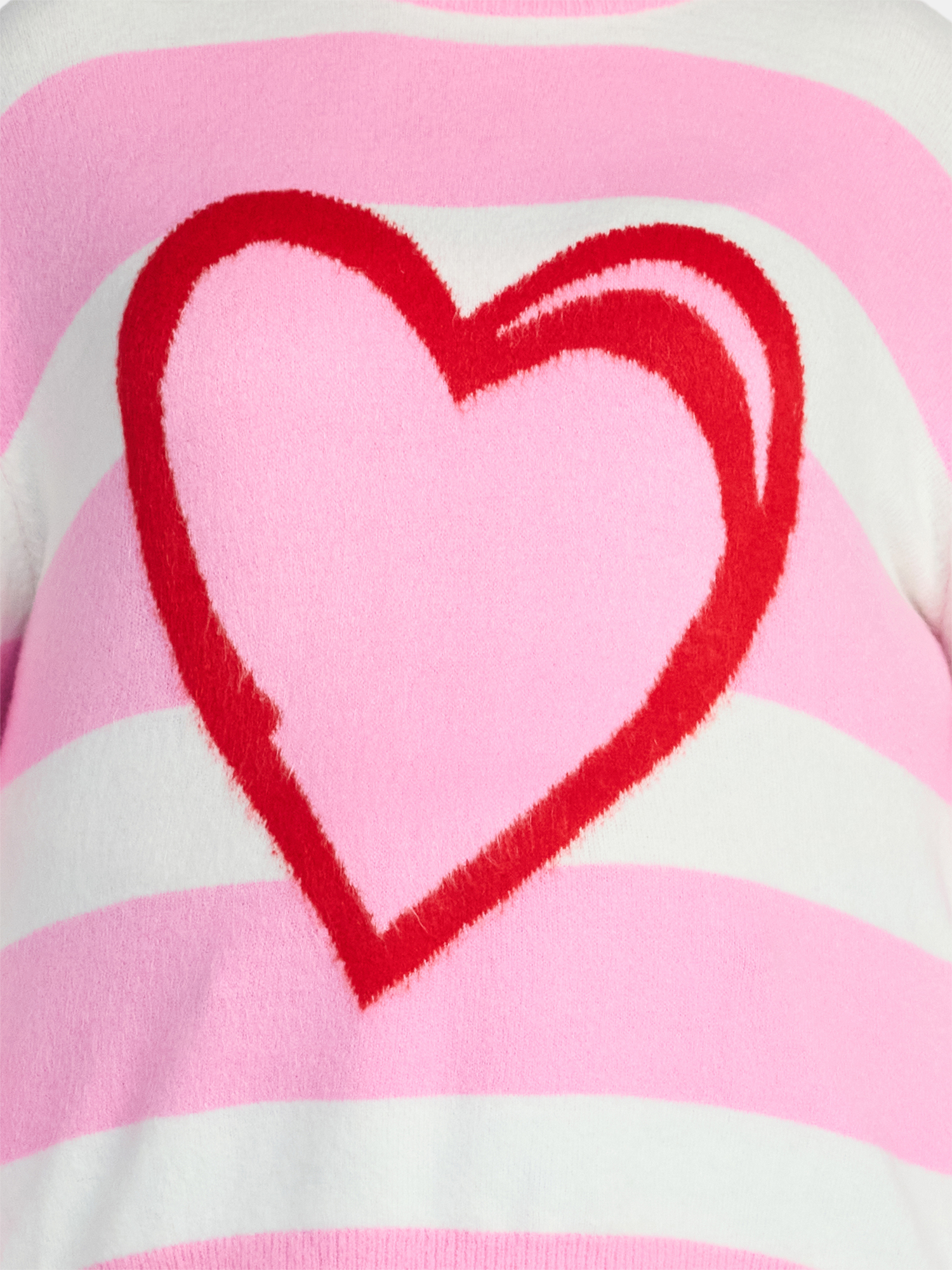 99 Jane Street Women's and Women's Plus Striped Sweater with Heart Design, Midweight, Sizes XS-4X