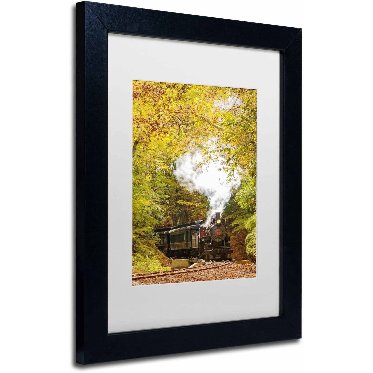 Trademark Fine Art 'Steam Train with Autumn Foliage' Canvas Art by PIPA Fine Art, White Matte, Black Frame