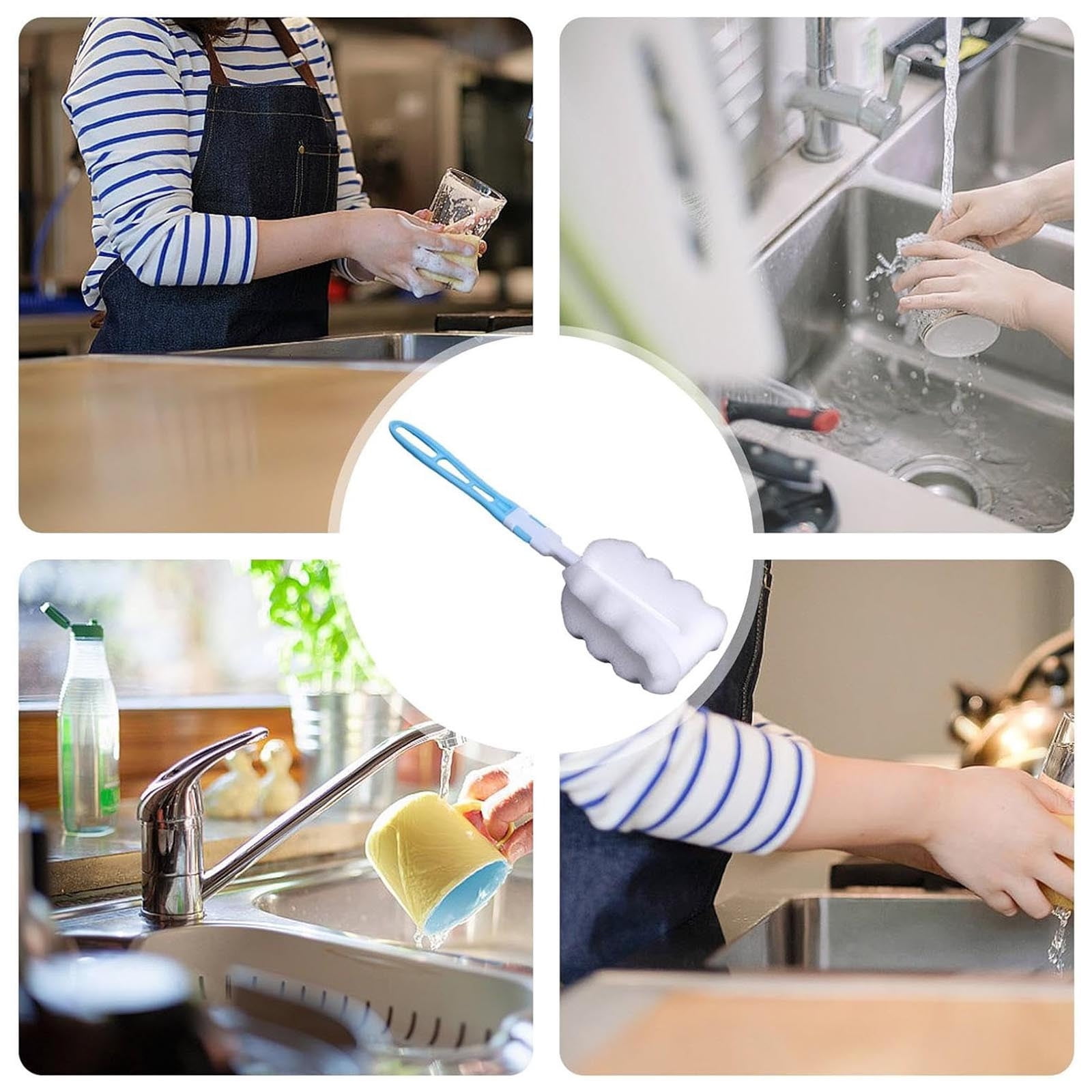 Cleaning Brush Practical Baby Nipple Milk Bottle Cup 360 Sponge Cleaner Nipple Brush Washing Tool for Bottles and Cups 215cm Random Design