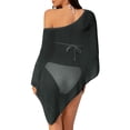 thumbnail image 4 of Sewkxo Women Sheer Poncho Top Lightweight Knit Crochet Shrug Bolero Mesh Batwing Sleeve Sweater Cover Up Beachwear,Black One Size, 4 of 4