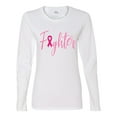 thumbnail image 2 of Wild Bobby Fighter Breast Cancer Survivor Breast Cancer Awareness Women Graphic Long Sleeve T-Shirt, White, X-Large, 2 of 6