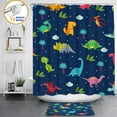 thumbnail image 3 of FRAMICS 16 Pc Kids Cartoon Dinosaur Shower Curtain and Rug Sets, Blue Cute Bathroom Sets, Waterproof Fabric Shower Curtain with 12 Hooks and Toilet Rugs, 3 of 10