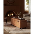 thumbnail image 3 of Vasagle EKHO Mid Century Leather Storage Ottoman, 43.3", Caramel Brown, 3 of 6