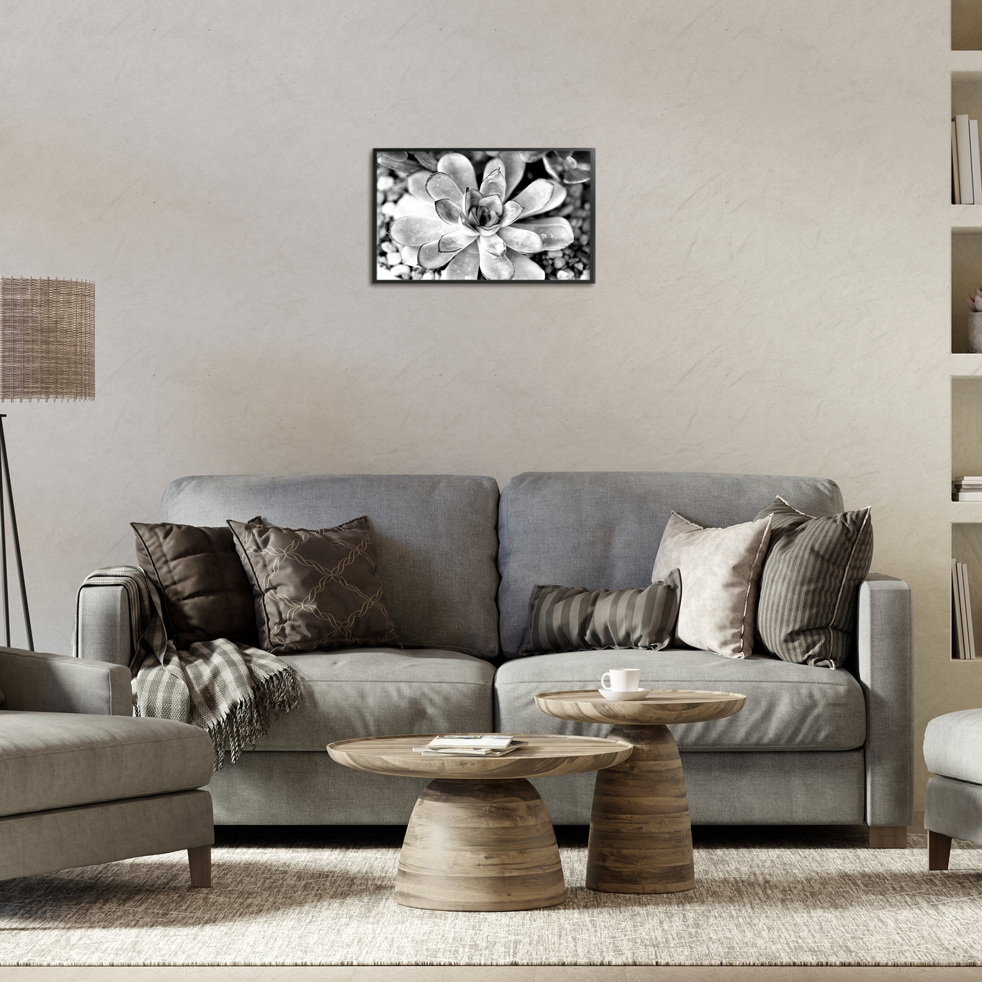 Stupell Industries Monochrome Succulent Leaves Botanical & Floral Photography Black Framed Art Print Wall Art, 18 x 12