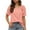 Pink, variant on Fesfesfes Running Shirts Womens Casual Solid Color Square Neck Short Sleeve Tops Blouses Women Blouse 8(L)