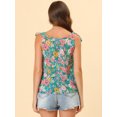 thumbnail image 4 of Blusa floral sin mangas Allegra K gasa decoración de pajarita Agua XS, 4 of 5