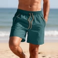 thumbnail image 3 of Men's Shorts Lightweight Solid Color Cargo Shorts Drawstring Elastic Waist Shorts Summer Lightweight Running Shorts Walking Shorts, 3 of 7