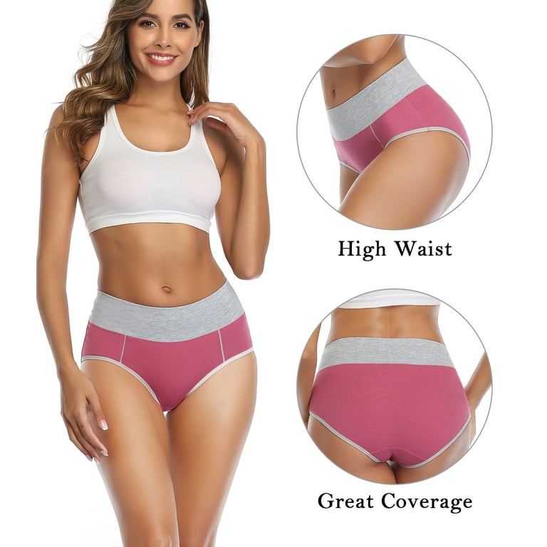 wirarpa Women's Cotton Underwear High Waist Stretch Briefs Soft Underpants  Ladies Full Coverage Panties 5 Pack Size 5-10 