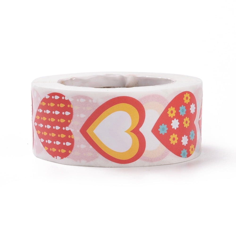 Valentine's Day Heart Paper Stickers Adhesive Labels Roll Stickers Gift Tag for Envelopes Party Presents Decoration Mixed Patterns500pcs/roll
