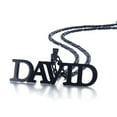 thumbnail image 2 of Men's Custom Letter Pendant Name Necklace Personalised Jewelry Gift,Black, 2 of 3
