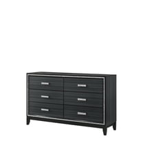 HomeRoots 490484 38 x 63 x 17 in. Weathered Black Manufactured Wood Six Drawers Standard Dresser