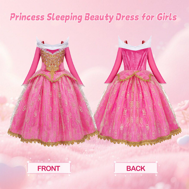 Jurebecia Girls Princess Costume Dress with Accessories Set photo 8