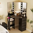 thumbnail image 2 of Topbuy Corner Makeup Vanity Desk Makeup Dresser Table with 3 Color Lighting Black, 2 of 9