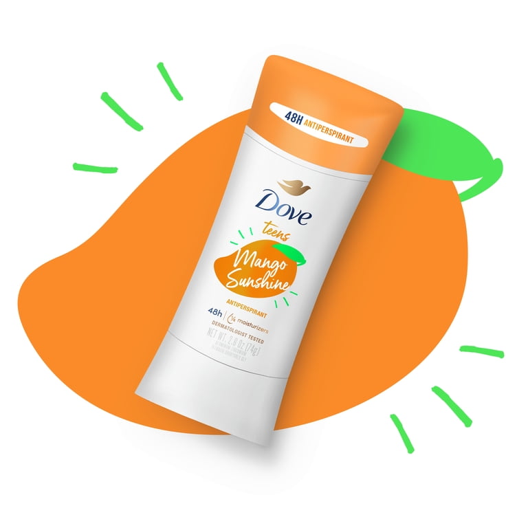 Dove Teens Protection Deodorant Stick, Long Lasting, Mango