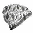 thumbnail image 1 of Paisley Unisex Beanie, Oriental Florets Leaf, Hiking Outdoors, Grey and White, by Ambesonne, 1 of 1