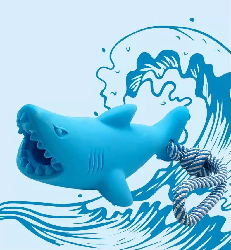Aryamask Shark Dog Chew Toy, Interactive Tug of War & Treat Dispensing Pet Toy, Durable EV Foam for Aggressive Chewers, Blue