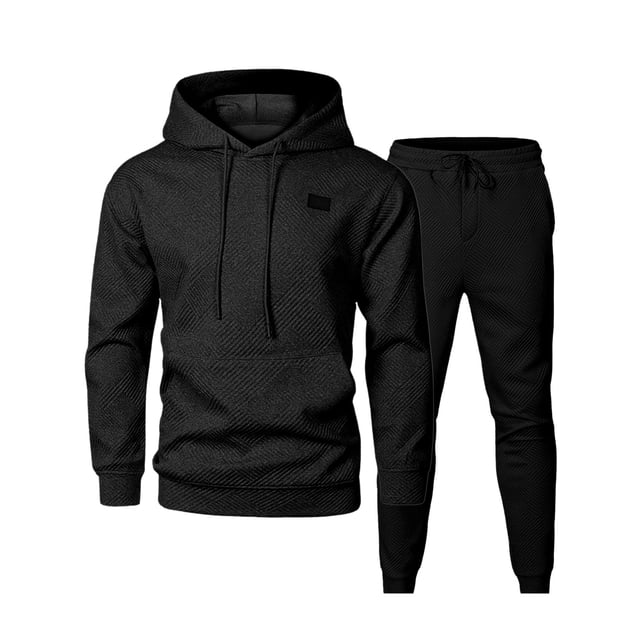Ediodpoh Men's Suits Solid Color Drawstring Hoodie Casual Comfortable Sports Suit Sweat Suits Men Black XL