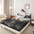 thumbnail image 3 of Feelyou Spooky Western Castle King Sheets, Halloween Bat Tree Bedding, Black Gray, 4pcs, 1 Flat Sheet, 1 Fitted Sheet and 2 Pillowcases, 3 of 5