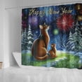 thumbnail image 4 of Happy New Year Abyssinian Family Cheer Winter Midnight Firework Shower Curtain Cat Lover Kitten Owner Gifts Waterproof Bathroom Bathtub Curtain - 02025, 4 of 5