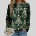 thumbnail image 6 of larppty 2025 Womens Ugly Christmas Sweaters Funny Cute Xmas Tree Tops Long Sleeve Crewneck Sweatshirts (Mint Green, M), 6 of 7