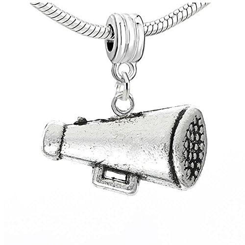 Cheerleader Megaphone Charm Dangle Bead Compatible with European Snake Chain Bracelet