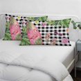 thumbnail image 4 of Summer Flamingo Throw Pillow Cover 20 x 30 Inch Decorative Pillow Cover Tropical Plants Botanical Floral Black Plaid Lumbar Pillowcase Seasonal Rectangle Cushion Case for Couch Sofa Bed Living Room, 4 of 9