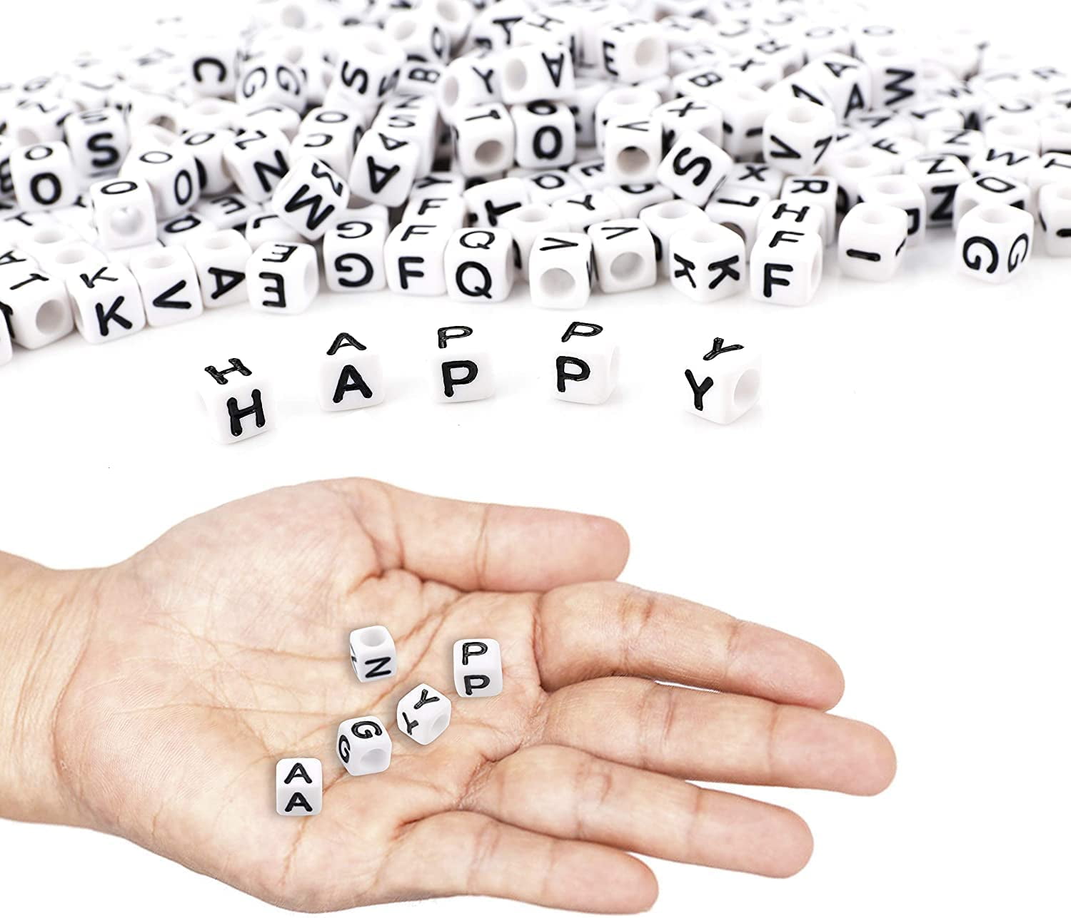 Letter Beads, 1200PCS Square Letter Beads for Bracelets Making Jewely DIY Necklace Bracelet(6 mm)