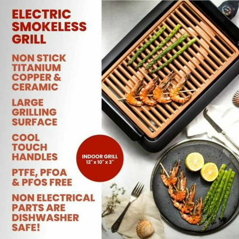 Gotham Steel Smokeless Electric Indoor Grill - Nonstick & Portable Small 